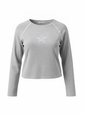 Sugar Moon Casual Light Gray Star Crew shirt